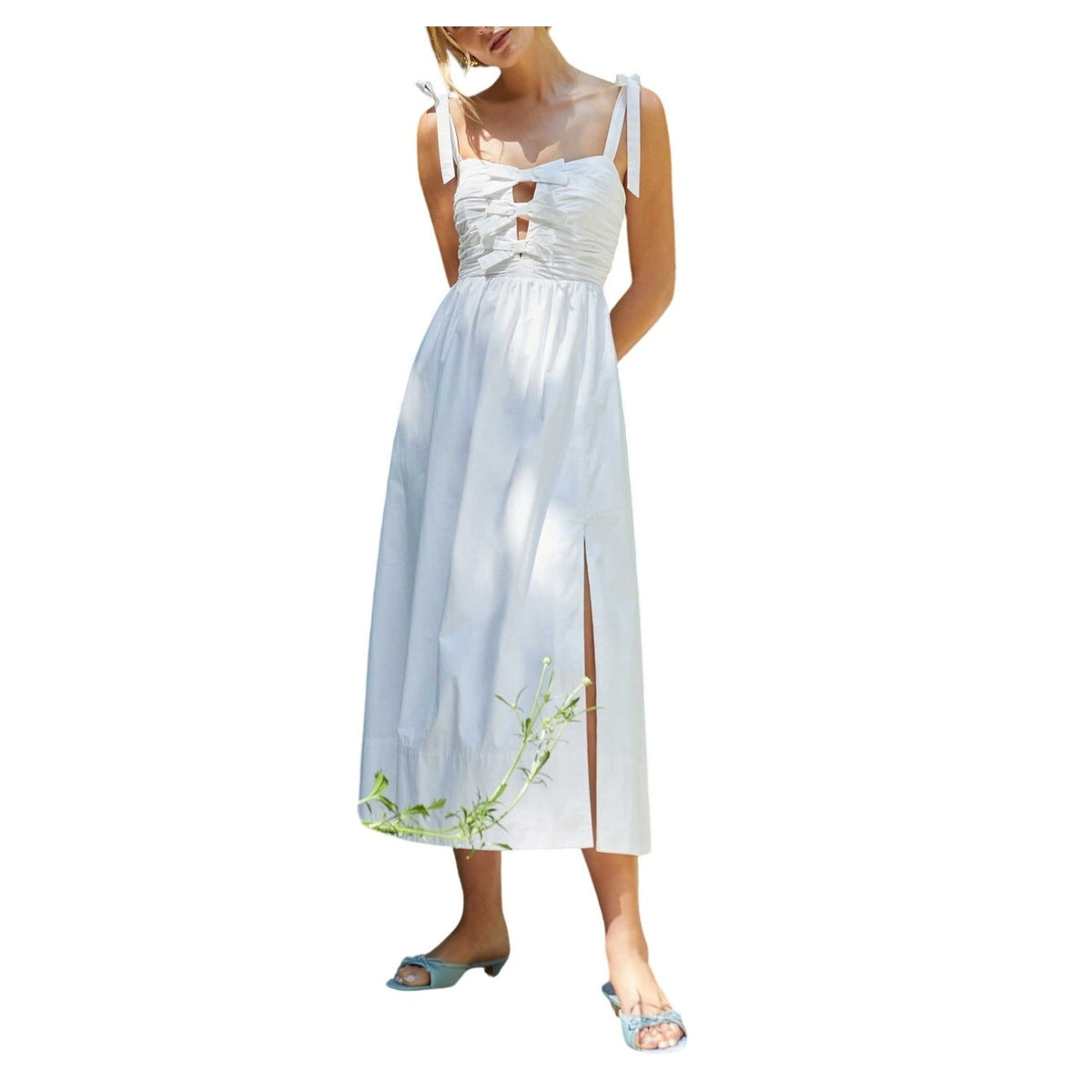 Astr The Label Romantic White Helia Midi Dress Size XS