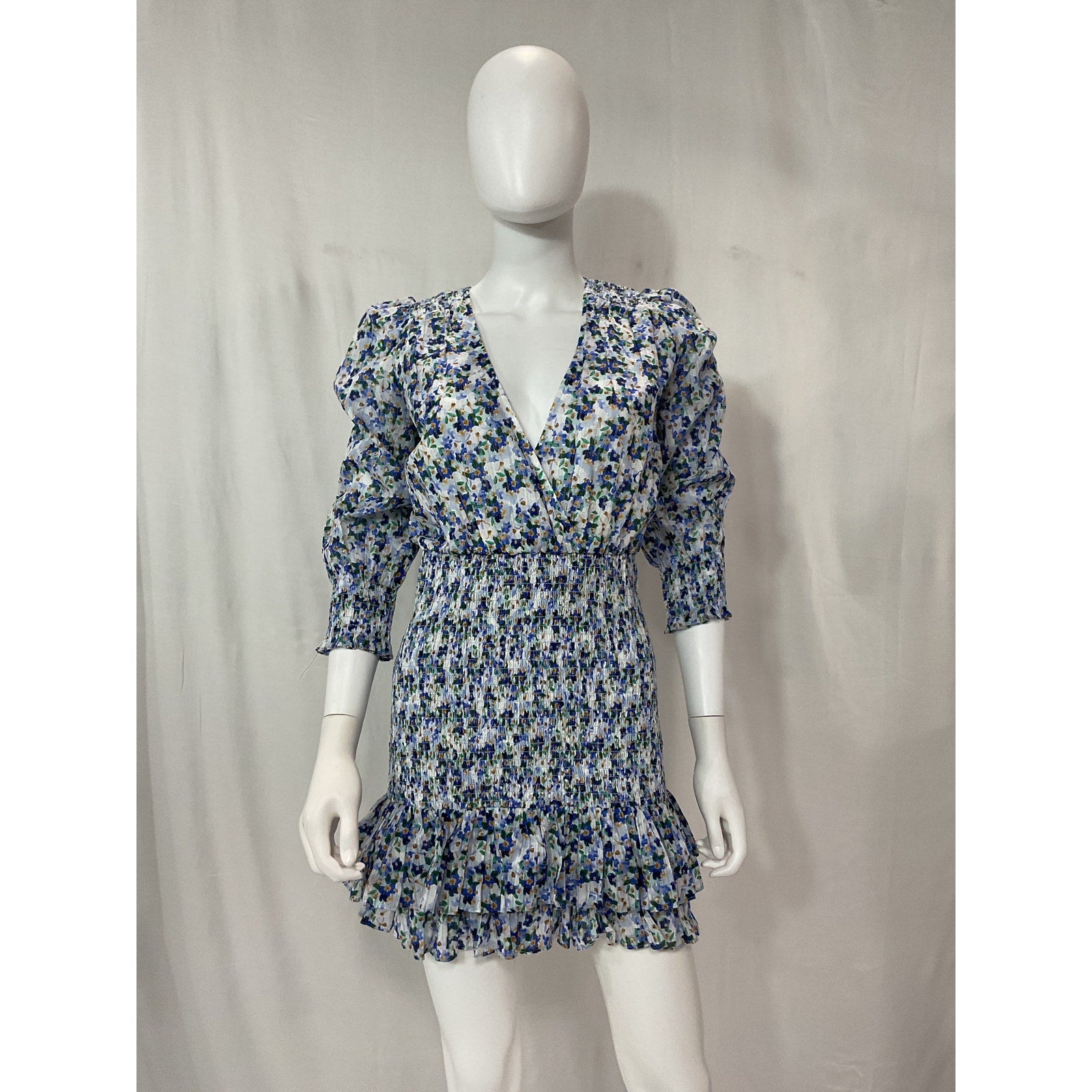 Veronica Beard 'Darrah' Blue Puff Sleeve Dress Size 0 - NWT