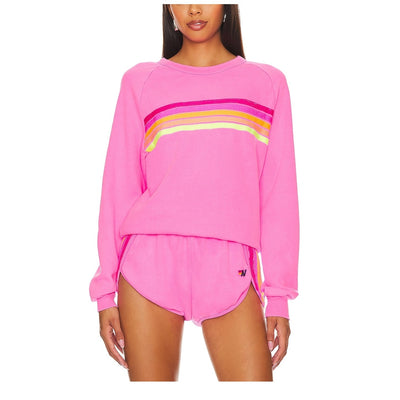 Aviator Nation Vibrant Pink 5 Stripe Sweatshirt Size S