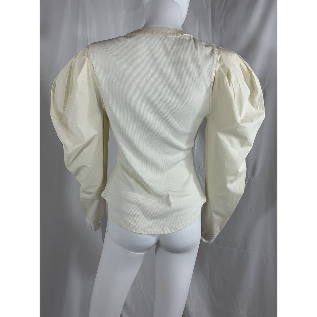 Ulla Johnson V-Neck White Long Sleeve V Neck Blouse Size M