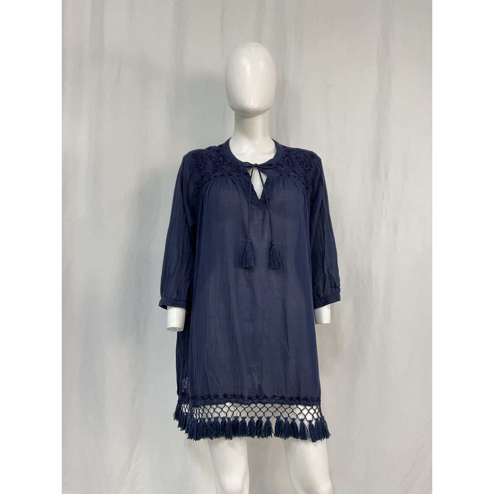 Roller Rabbit Lucknow Blue Cotton Serafina Tunic Size L