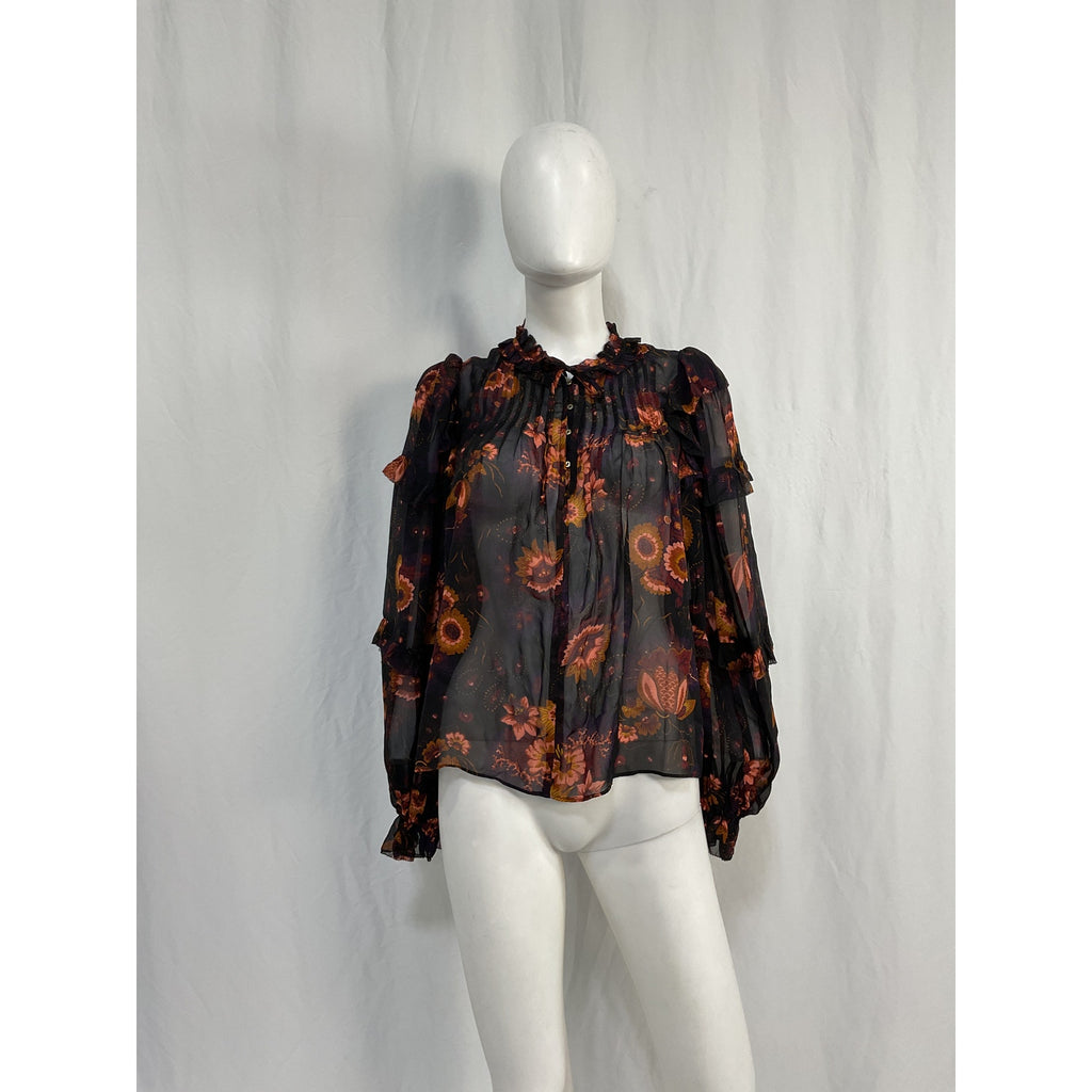 Ulla Johnson 'Miray' Black Silk Blouse Size 0
