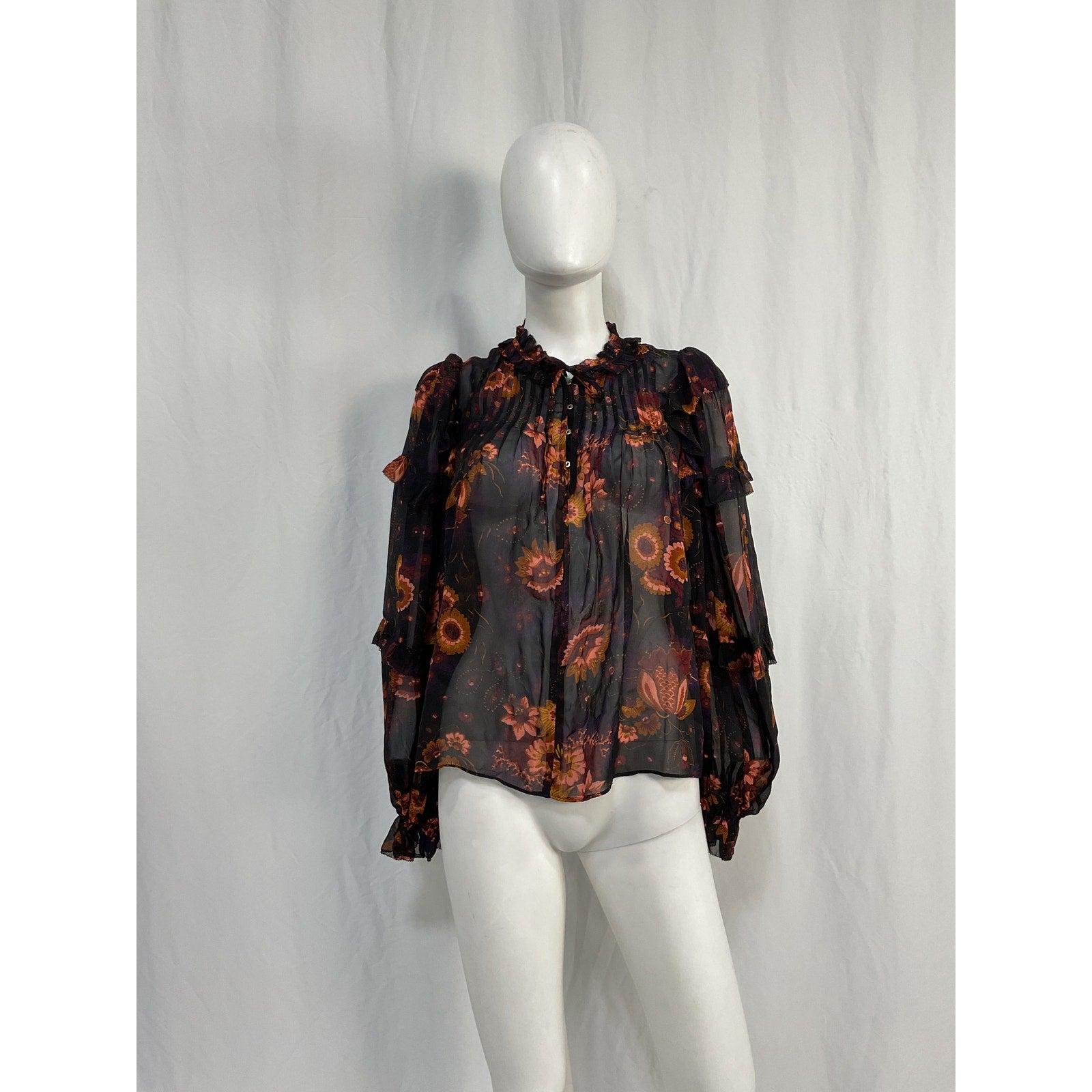 Ulla Johnson 'Miray' Black Silk Blouse Size 0