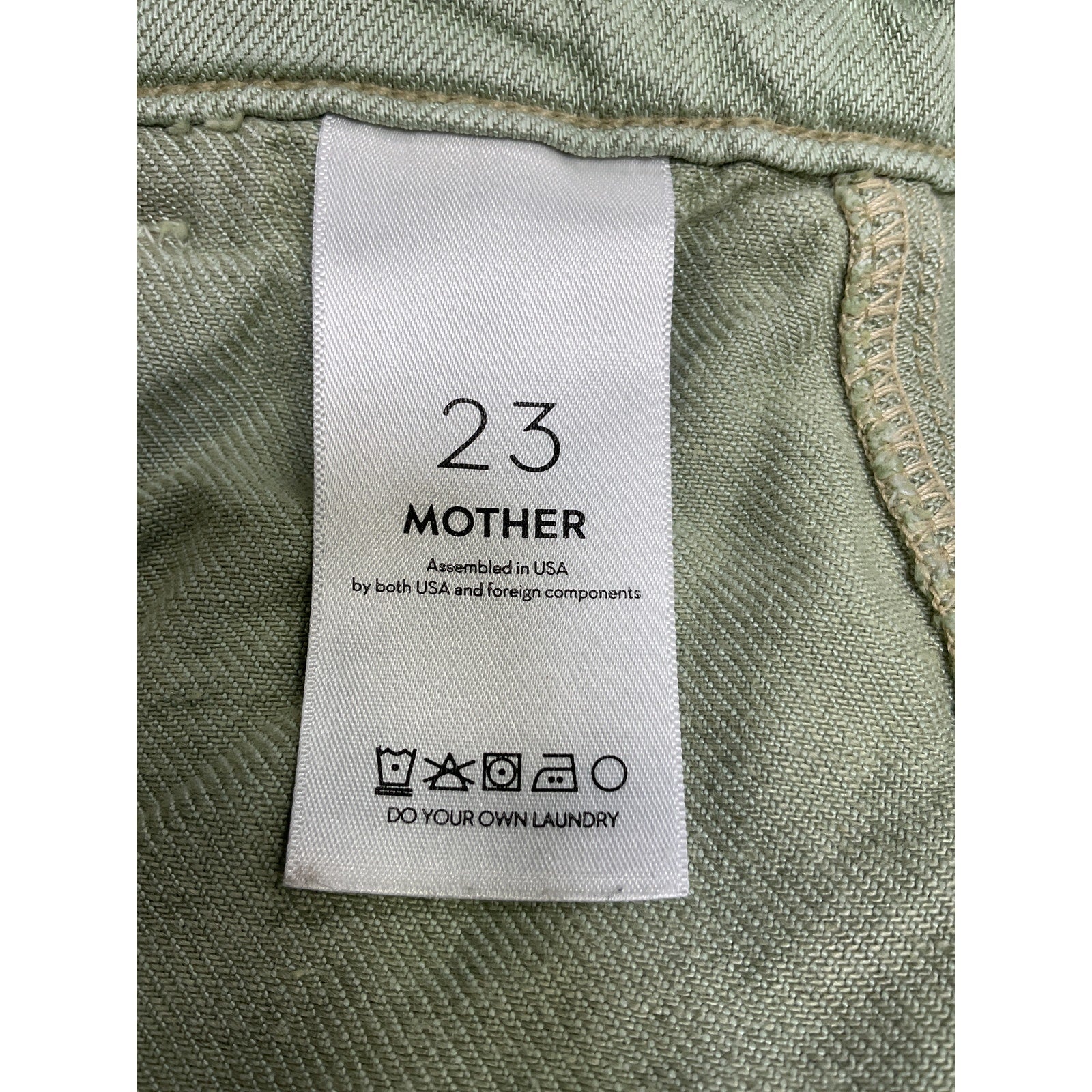 Mother The Patch Pocket 'Chute' Green Lyocell Flood Pant Size 23