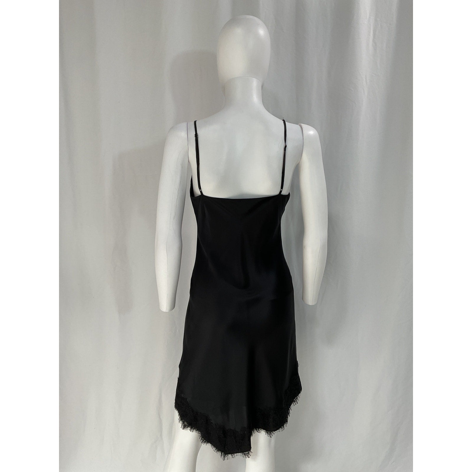 L'Agence 'Moana' Black Asymmetrical Silk V Neck Mini Dress Size 4