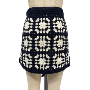 Frame Crocheted Blue Cotton Tassel Skirt Size XS