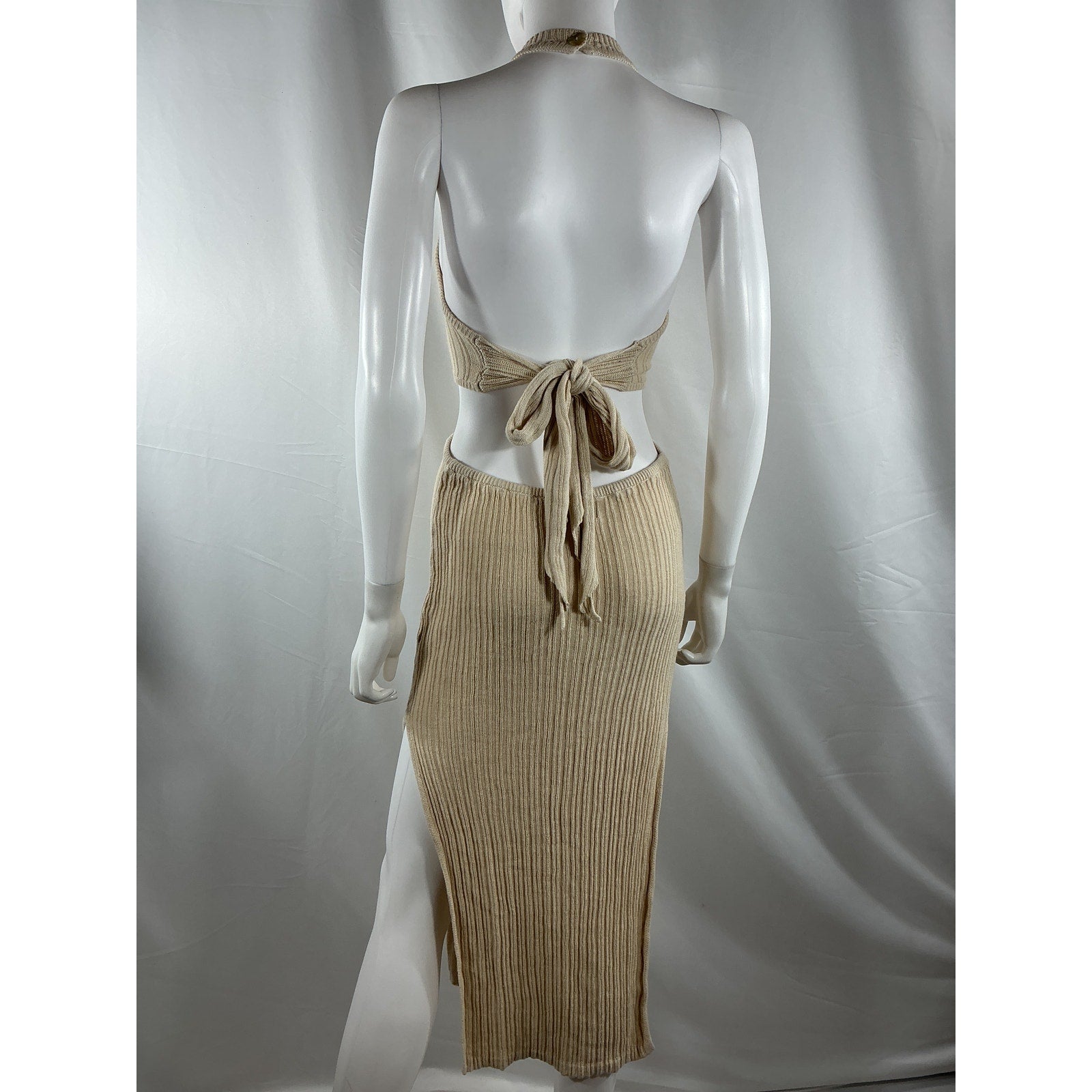 L'Academie 'Magnolia' Tan Linen Midi Dress Size S