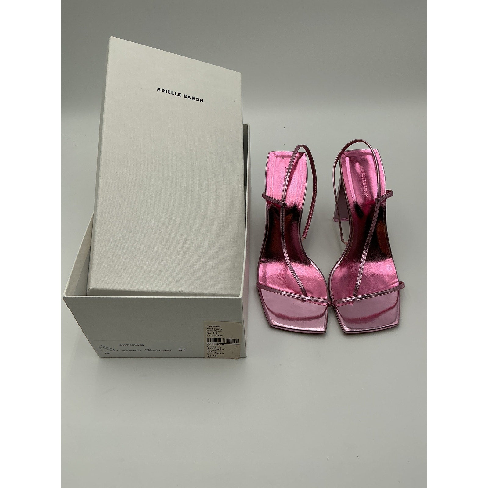 Arielle Baron 'Narcissus 95' Pink Nappa Leather Heel Size 7