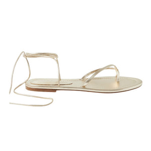 Porte & Paire Metallic Gold Lace-Up Sandals Size 38 EU