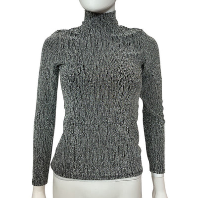 Sézane Metallic Silver Nemy Turtleneck Sweater Size S
