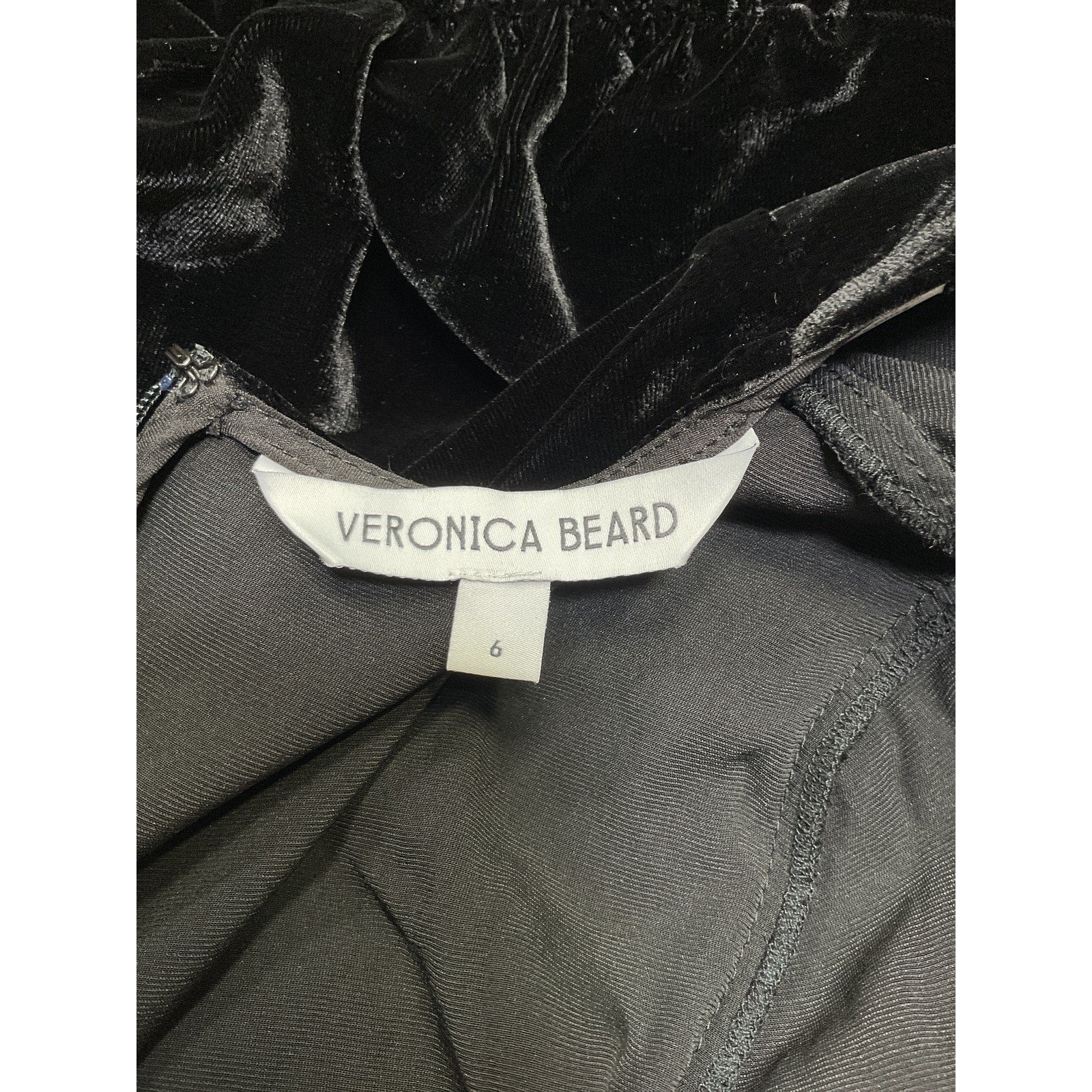 Veronica Beard 'Pelona' Black Rayon Stretch-Velvet Top Size 6