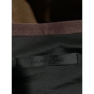 Helmut Lang Brown Faux Leather Ruched Mini Skirt Size M