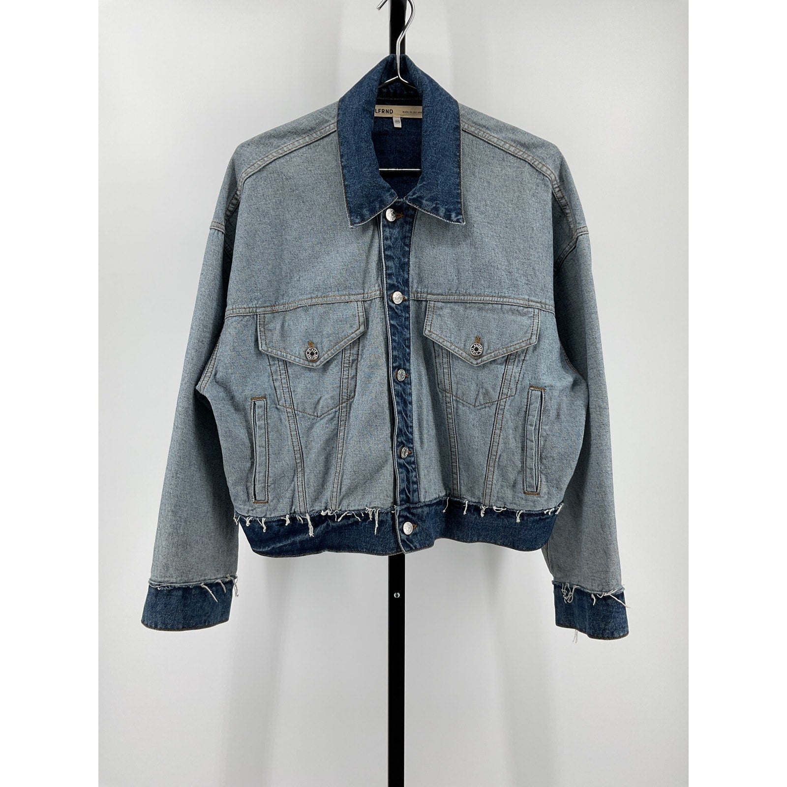 Grlfrnd 'Christi' Blue Cotton Oversized Reversible Denim Jacket Size XS