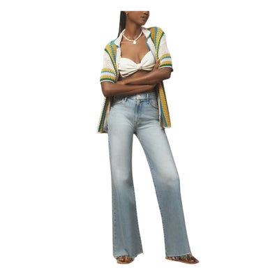 Mother 'The Hustler' Blue Cotton Roller Sneak High-Rise Wide-Leg Denim Jean Size 31