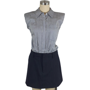 Simkhai Striped Blue Graham Shirting Combo Dress Size 6