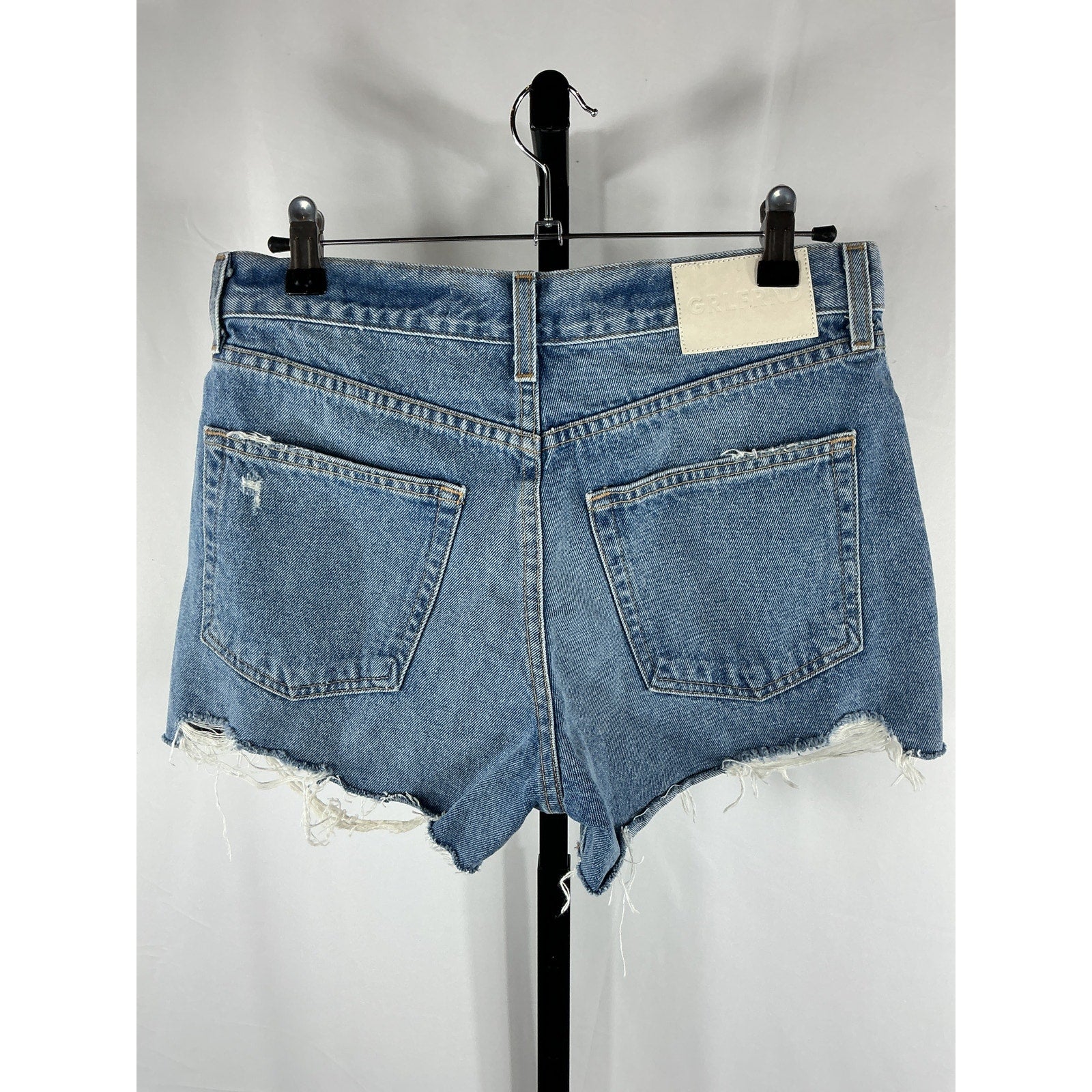 Grlfrnd 'Hayden' Blue Cotton Low Rise Boyfriend Short Size 24