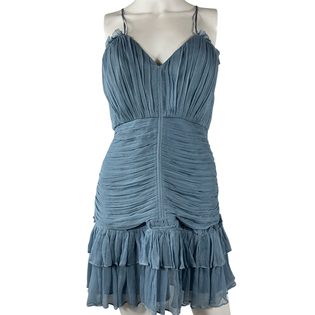 Shona Joy 'Lauren' Blue Viscose Cross Front Mini Dress Size 4