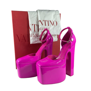 Valentino Patent Pink Disco Box Platform Heels Size 39.5 IT / US 9.5