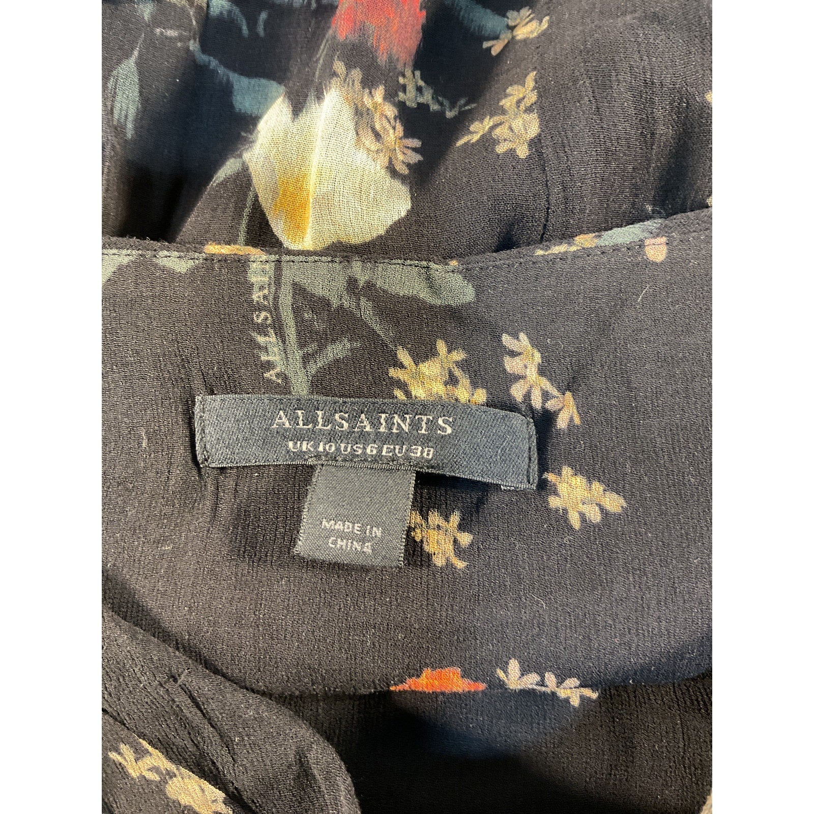 Allsaints 'Erica Kora' Black Chiffon Mini Skirt Size 6