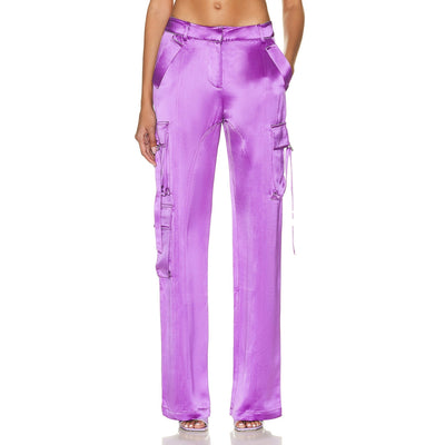 Retrofête Satin Purple Andre Cargo Pants Size XS