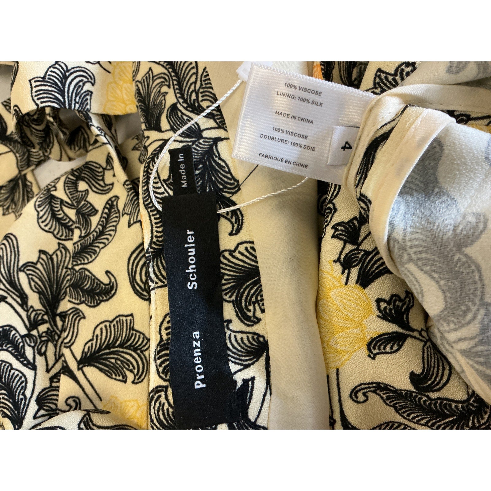Proenza Schouler Yellow Printed Long Dress Size 4