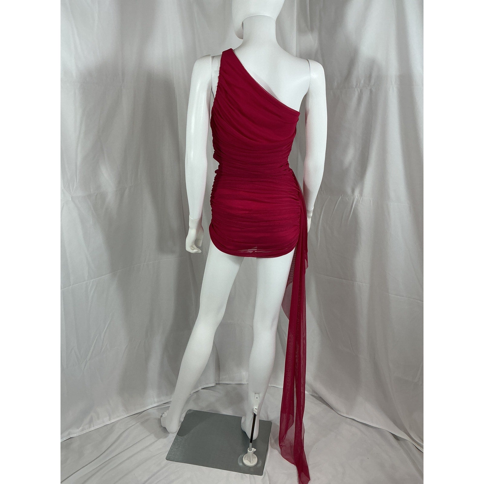 The Sei One Shoulder Pink Mini Dress With Train Size S - NWT