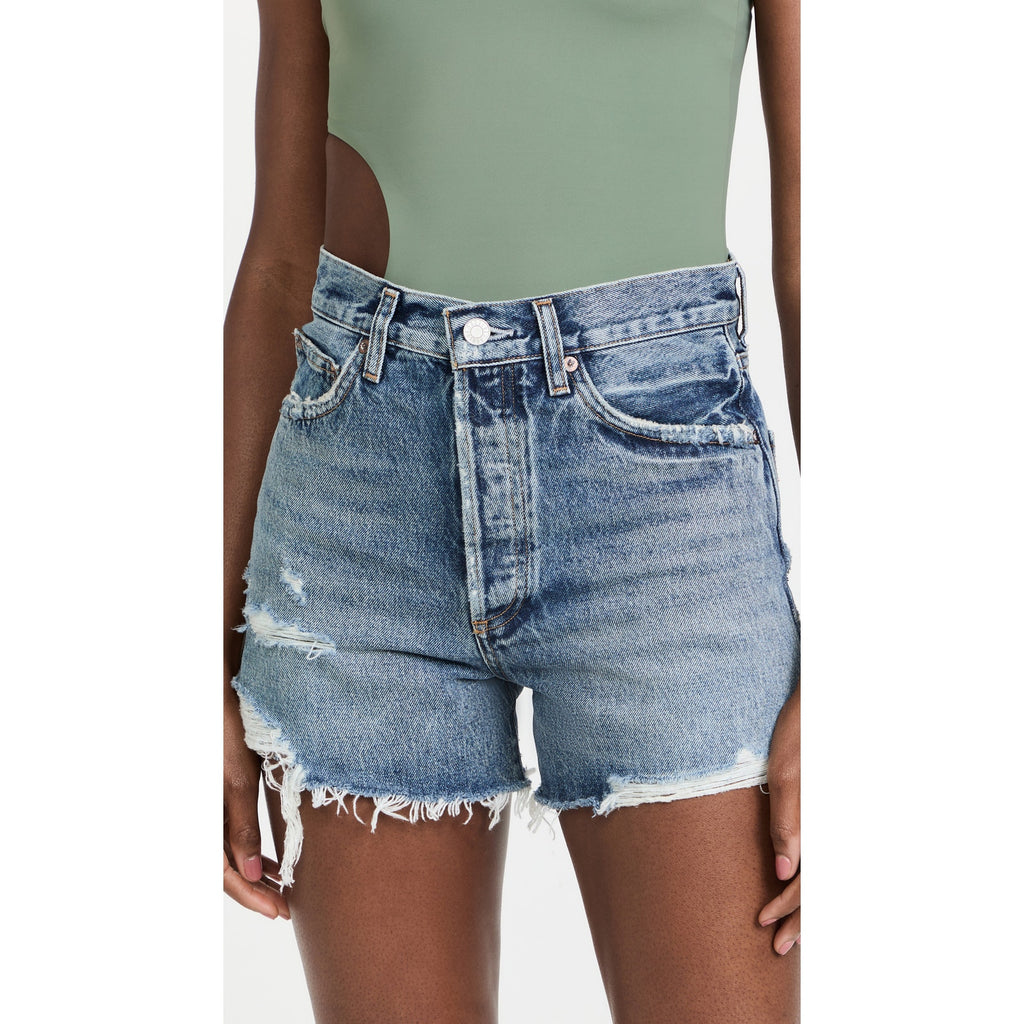 Agolde 'Dee' Blue Cotton High Rise Denim Jean Shorts Size 23
