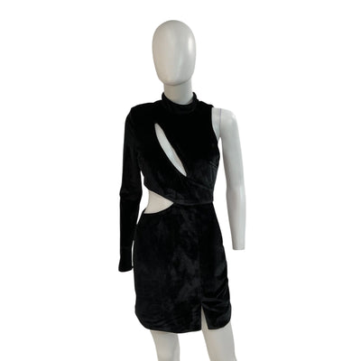Bardot Velour Black Stella Mini Dress Size Aus 8/Us S
