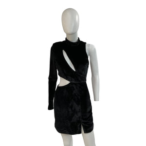 Bardot Velour Black Stella Mini Dress Size Aus 8/Us S