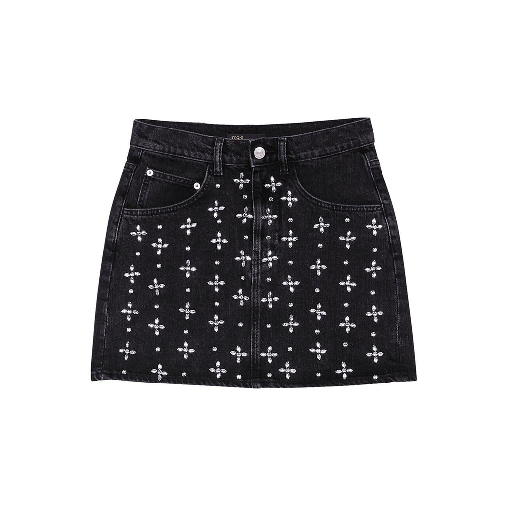 Maje Short Denim Black Skirt Size 6