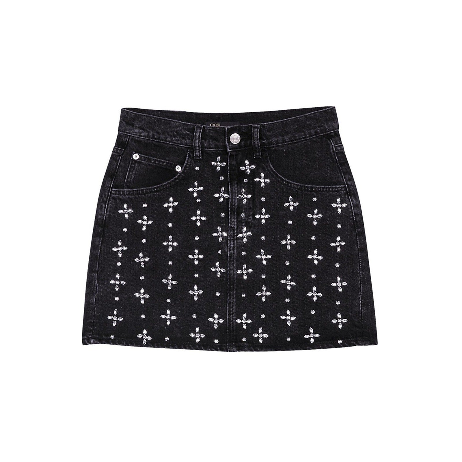 Maje Short Denim Black Skirt Size 6