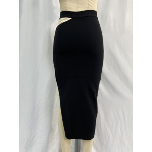 Michael Costello 'Ismane' Black Viscose Knit Midi Skirt Size XXS