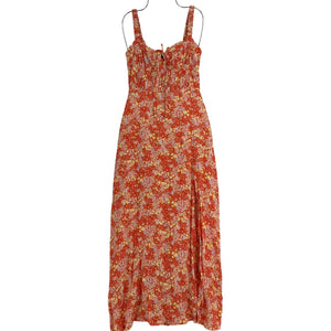 Astr The Label Floral Orange Elsie Midi Dress Size XS