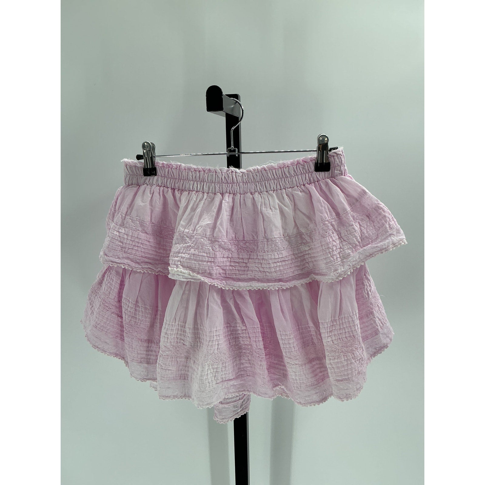 Loveshackfancy Ruffle Pink Cotton Mini Heritage Skirt Size M