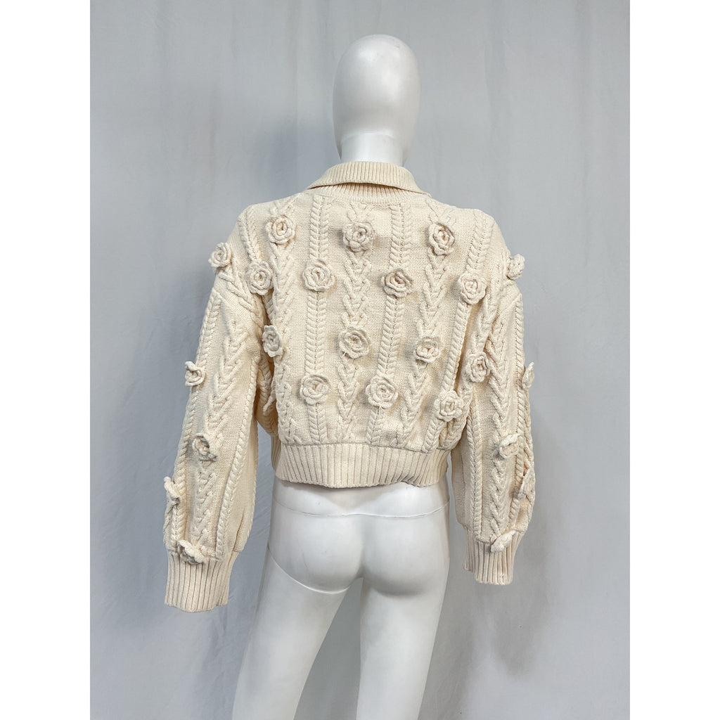 For Love & Lemons 'Mel' White Polyester Cardigan Size S