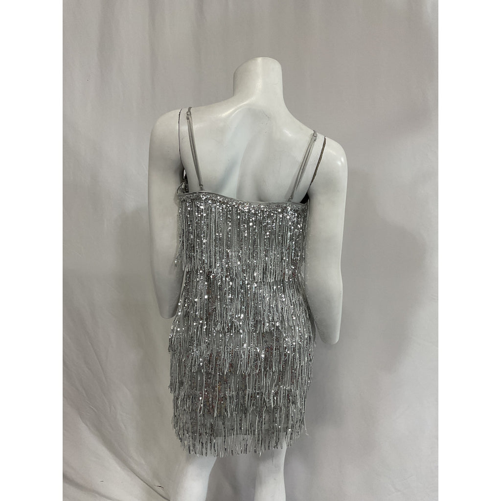 Majorelle 'Samara' Silver Sequin Mini Dress Size S