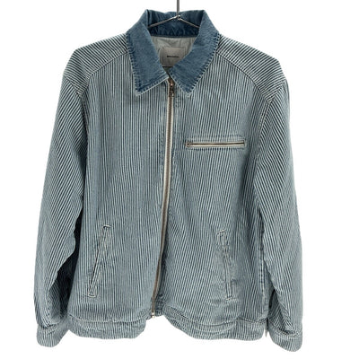 Reformation Striped Blue Harrison Utility Jacket Size L