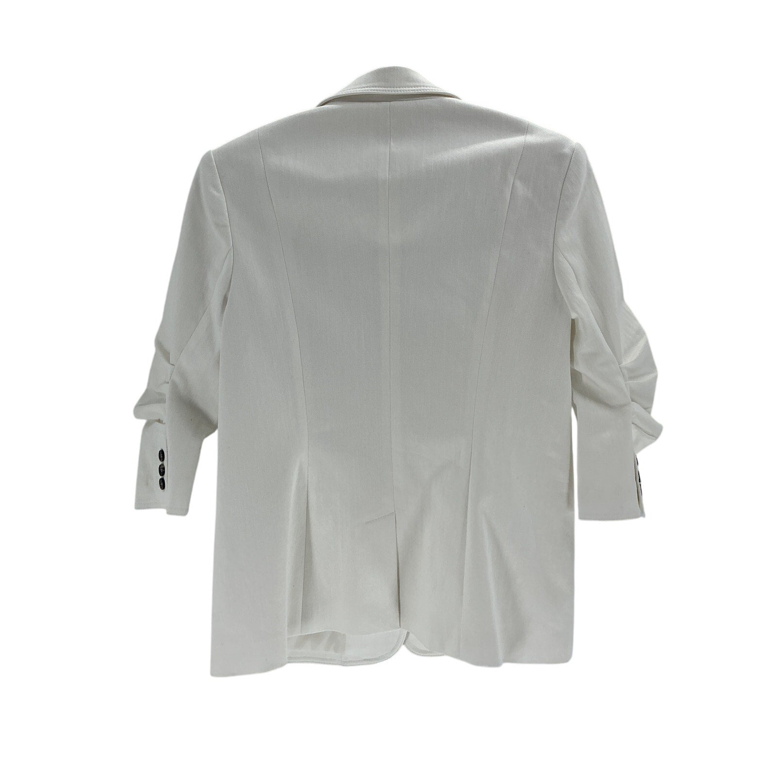 Cinq A Sept 'Khloe' White Cotton Ruched Sleeve White Denim Blazer Size 10