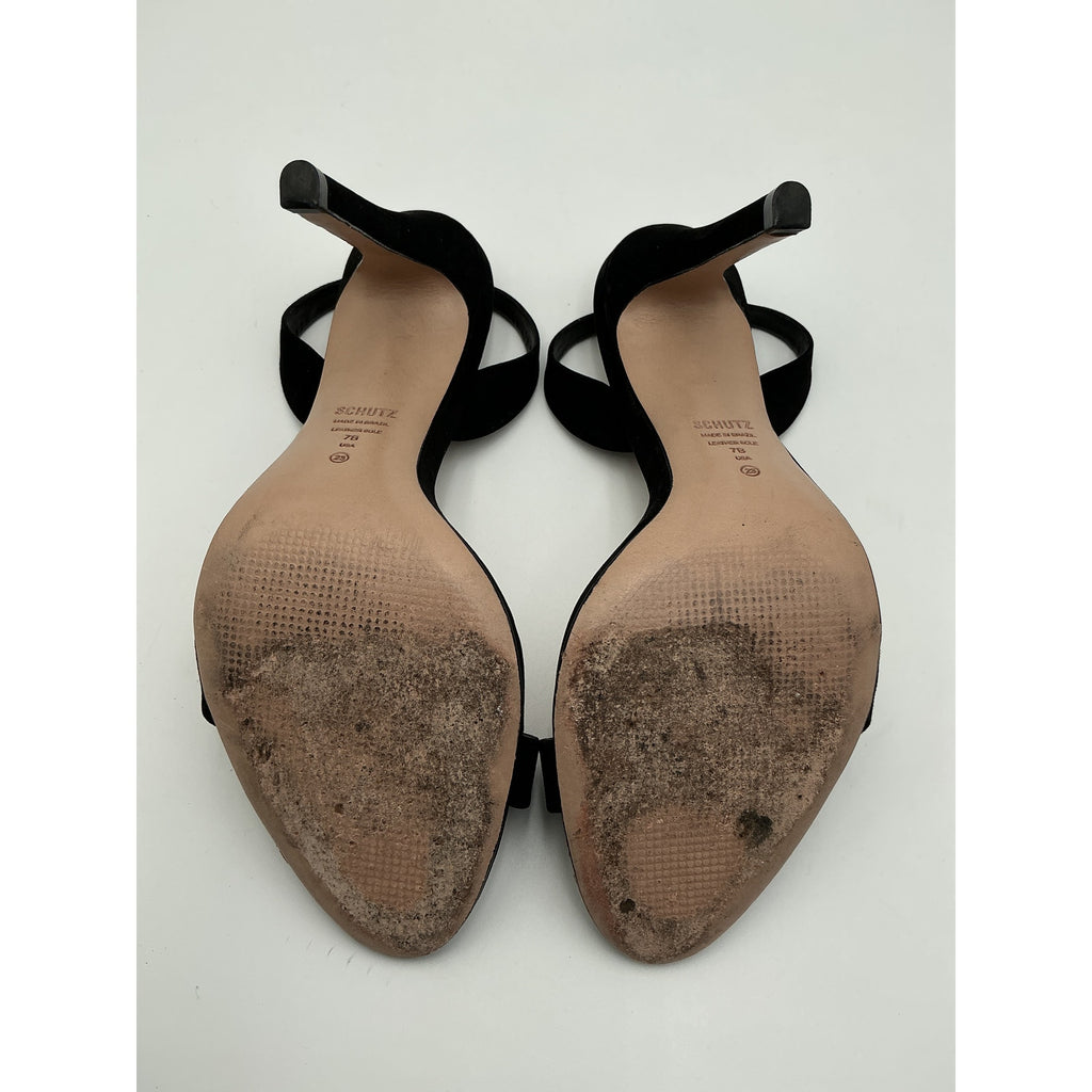 Schutz 'Luriane' Black Suede Leather Heel Size 7