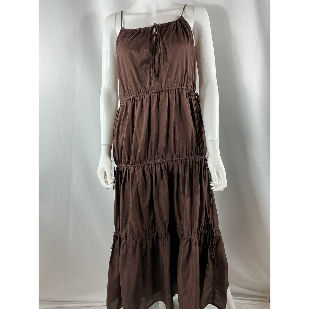 Faithfull The Brand 'Henri' Brown Polyester Maxi Dress Size XS