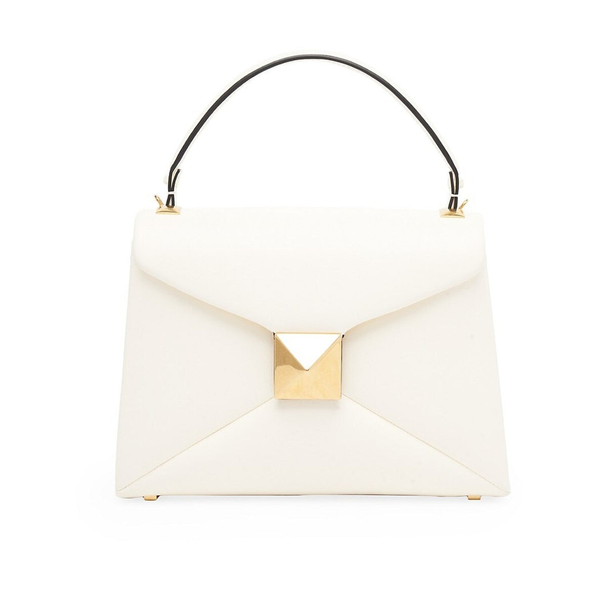 Valentino Elegant Ivory One Stud Top Handle Leather Bag