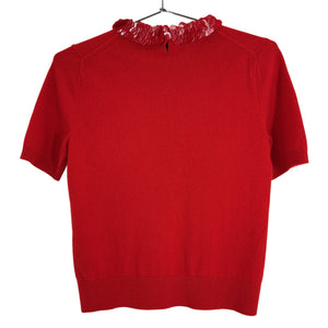 Tory Burch Embellished Red Sequin Collar Sweater Size XS