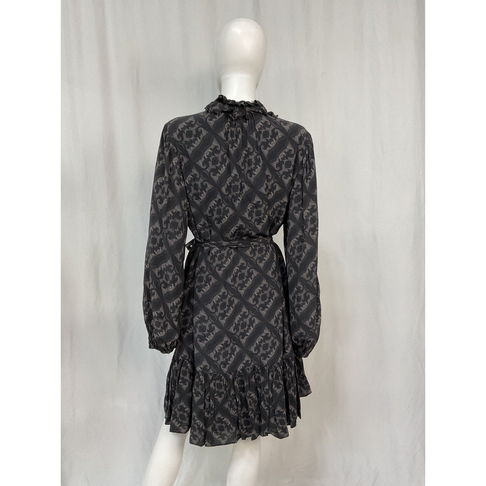 Kobi Halperin 'Landry' Black Viscose Noveau Print Dress Size XL