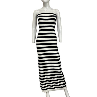 Grlfrnd Striped Black Paricia Maxi Dress Size S
