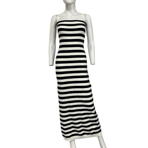 Grlfrnd Striped Black Paricia Maxi Dress Size S