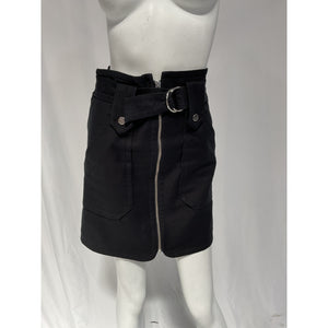 Ba&Sh 'Walter' Black Belted Zip-Detailed Stretch-Cotton Twill Mini Skirt Size XS