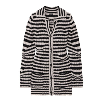 Etro Striped Black Jacquard Knit Wool Cardigan Size IT 42 / US 6