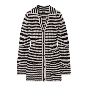 Etro Striped Black Jacquard Knit Wool Cardigan Size IT 42 / US 6