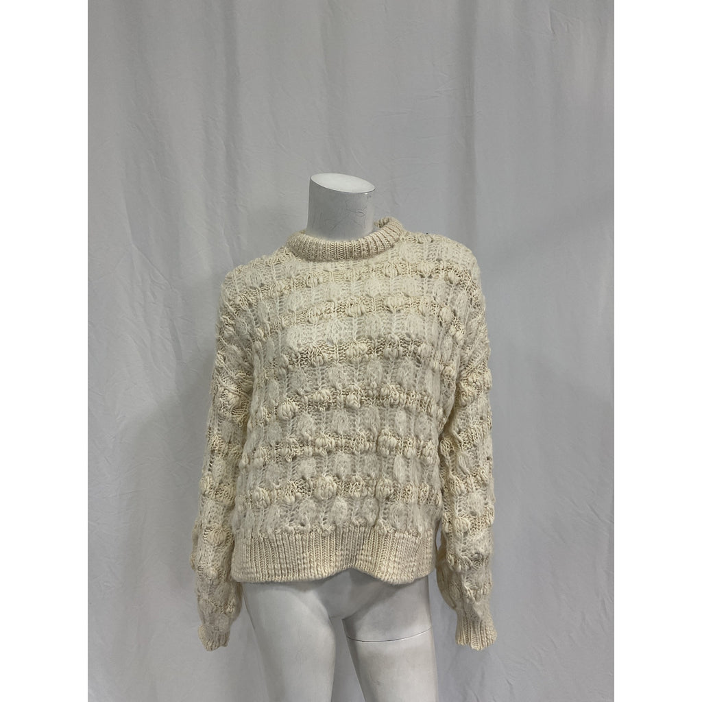 Frame 'Popcorn' White Wool Stripe Sweater Size S
