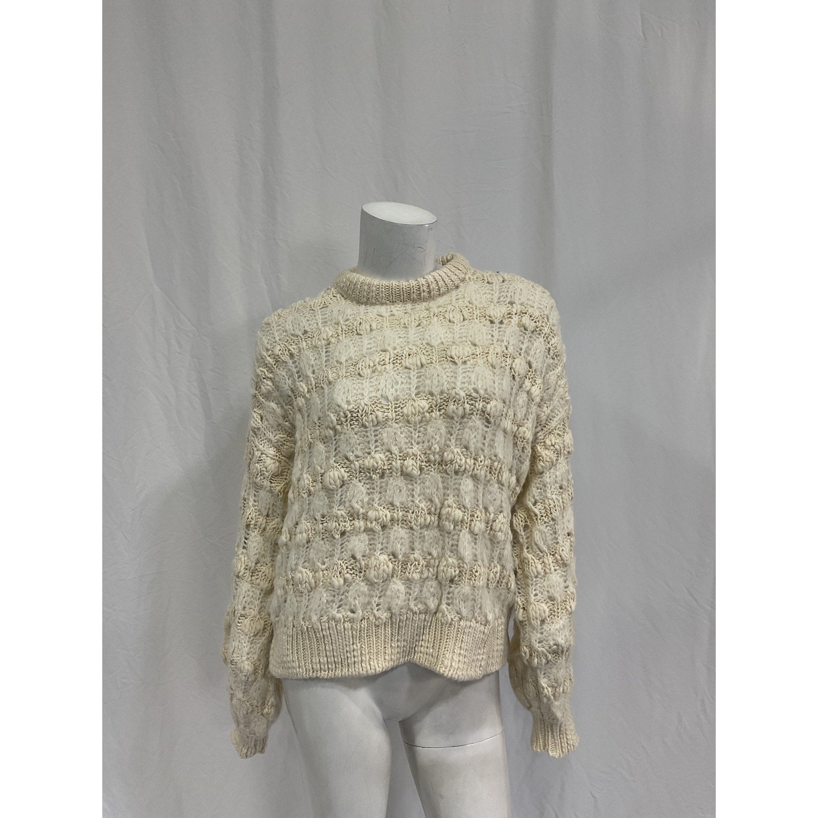Frame 'Popcorn' White Wool Stripe Sweater Size S